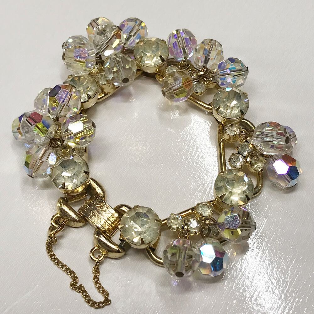 Juliana D&E Vintage Rhinestone Dangling AB Crystal Cha Cha Five Link Bracelet